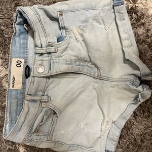 light blue washed jean shorts